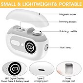 Недорогие Личный уход и здоровье-Электрическая пилочка для ногтей 4-в-1 с аккумулятором и светодиодной подсветкой, питанием от USB, обеспечивает салонное качество, имеет 2 скорости и подходит для женщин, мужчин, взрослых и пожилых