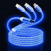 economico Luci decorative-Cavo di ricarica luminoso 3 in 1, cavo di ricarica multi-led, cavo di ricarica luminoso, cavo USB 3A, compatibile con la maggior parte degli smartphone