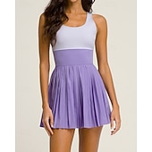 levne Dámské šaty-Dámské Slátanina Petit tenisové šaty Tenisové šaty s vestavěnými šortkami a podprsenkou Sportovní šaty Bez rukávů Kapsy Elastický Prodyšné Tenis Běh Zdatnost Kopeček Šaty Tepláková souprava Fialová