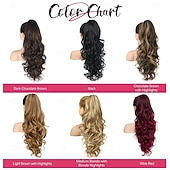 halpa Poninhännät-24 tuuman pitkä laineikas poninhäntäpidennys, viininpunainen ombre-kynsipidike, pitkä kihara laineikas viininpunainen poninhäntäpidennys, leukaklipsillä varustettu poninhäntäpidennys naisille, 24