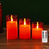 economico Luci di candela-3 candele a led senza fiamma con telecomando, candele di cera senza fumo per proposte di matrimonio, feste, cene, illuminazione ambientale, alimentate a batteria AAA, decorazioni per la casa