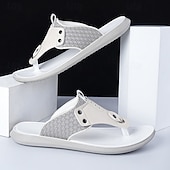 Недорогие Повседневные сандалии-Стильные мужские шлепанцы из искусственной кожи, дышащий дизайн, идеально подходящие для летнего отдыха на пляже и у бассейна.