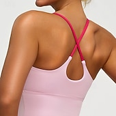 baratos Sutiã Esportivo-Mulheres Sustentação Média Regata com Bojo Sutiã de corrida Delgado Good Top Acolchoado Academia Exercício Corrida Leve Elástico Respirável Amarelo Rosa claro Azul Cor Sólida