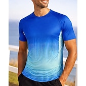 Недорогие Футболки и майки для бега-Муж. Градиент Полоски Футболка для бега Компрессионная футболка Спортивная рубашка Спортивный топ Лето С короткими рукавами Быстровысыхающий Влагоотводящие Дышащий