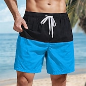 cheap Men's Swim Shorts-Men's Swim Trunks Boxer Swim Shorts Shorts Color Block Plain Comfort Breathable Above Knee Casual Beach Swimming Vacation Fashion Navy Blue Red Micro-elastic