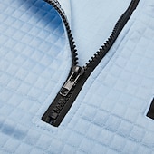 preiswerte Herren Klassisches Polo-Herren Waffel-Poloshirts Textur Lässig Viertelreißverschluss Langarm Mode Bequem Farbblock Reißverschluss Tasche Herbst Frühling &amp; Herbst Normale Passform Weiß Schwarz Blau Hellblau Dunkelgrau Purpur