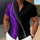  Ανδρικά Γεωμετρικό Χρωματική κλίση Linie Πουκάμισο Πουκάμισο με κουμπιά Πουκάμισο με γιακά Κοντομάνικο Vintage ρετρό Διακοπές Καθημερινή Ένδυση Ρούχα παραλίας Καλοκαίρι Άνοιξη Μανδαρίνο Κολλάρο 3D