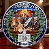 Moeda comemorativa do 250º aniversário da Declaração de Independência dos EUA (1776-2026), moeda patriótica com a águia da liberdade e o sino da liberdade, presente colecionável dos 250 anos de liberdade.