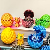 ieftine Paști-Set surpriză cu 10 mini ouă de dragon, dragon de cristal imprimat 3D cu gradient de culoare, figurine drăguțe de pui de dragon, jucării decorative pentru birou, set de cadouri de colecție pentru copii.