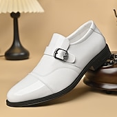 abordables Chaussures Oxford-Chaussures habillées blanches pour hommes en similicuir, élégantes et sophistiquées pour les mariages et les occasions spéciales.