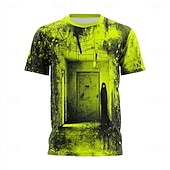 economico cranio e ossa-T-shirt da uomo in stile industriale giallo neon con silhouette in ombra, stile grunge, cyberpunk, streetwear, audace, tecnico, taglia normale, casual, abbigliamento rave, abbigliamento s m l xl xxl