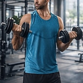 preiswerte Lauf-T-Shirts &amp; Tanktops-Herren Einfarbig Lauf-T-Shirt Kompressionsshirt Sportshirt Sporttop Sommer Ärmellos Schnelltrocknend Feuchtigkeitsableitend Atmungsaktiv Fitnesstraining Gehen Joggen Blau Schwarz Weiß Sportbekleidung