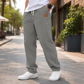 abordables pantalons décontractés-Homme Pantalon en velours côtelé Pantalon décontracté Cordon de serrage Jambe Droite Couleur Unie Confort Longueur complète Occasionnel Quotidien Extérieur Vacances Mode Bleu Noir Non Elastique