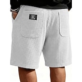 abordables Shorts décontractés-Homme Gauffré Shorts d'été Shorts de plage Cordon de serrage Taille Élastique Jambe Droite Uni Confort Doux Longueur Genou Quotidien Plage Mode Chic &amp; Moderne bleu marine Non Elastique