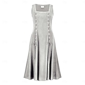 voordelige Jurk-Retro vintage Middeleeuws Renaissance Tot de grond Jurken Mouwloos Fee Kostuum Dames Fantasie Halloween Carnaval Renaissance beurs LARP Volwassenen Kleding