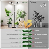 ieftine Lumini Reglabile LED-Lampă de creștere inelară cu două capete, de 6 inch, 3 moduri de culoare cu temporizator (3/9/12h), 10 niveluri reglabile, 168 LED-uri, înălțime reglabilă de 67 inch, spectru complet pentru plante de