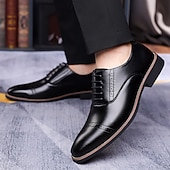 baratos Sapatos Oxford-Sapatos sociais masculinos em couro sintético, clássicos e elegantes para o escritório e ocasiões especiais.