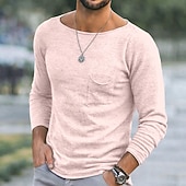 levne Bavlněné lněné trička-Pánské Tričko Henley Lněné tričko Dlouhý rukáv Úzký výstřih Léto Jaro Celý rok Pevná barva Vinobraní Cikánské Na běžné nošení Jednoduchý Ležérní Dovolená ulice Černá Světle zelená Světle modrá Top