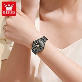 cheap Mechanical Watches-New Olevs Brand Ladies' Business Watch With Luminous Display, Calendar And Week Indication, Fully Automatic Mechanical Movement, Diamond-Set Rhombus Shape, Water-Resistant, Suitable For Casual And Spo