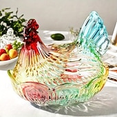 baratos Arrumação de Cozinha-Potes de vidro cristal reutilizáveis em formato de galinha com tampas, ideais para guardar doces, frutas secas, salgadinhos ou como decoração de mesa. Também podem ser usados como prato para servir