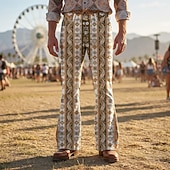 abordables Fondos-Retro Antiguo Boho Años 70 Pantalones Los pantalones de campana Hippie Disco Alta cintura Étnico Disfraz Hombre Víspera de Todos los Santos Carnaval Festival de Música Fiesta temática retro Adulto