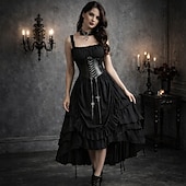 abordables Vestido-Conjunto Gótico Victoriano Renacimiento Asimétrica Vestidos Faja Collar con accesorios Princesas Corte A Disfraz Mujer Víspera de Todos los Santos Carnaval Casual Diario Feria del Renacimiento LARP