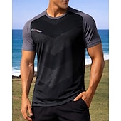 olcso Futó pólók és ujjatlan felsők-Férfi Színes Majica za trčanje Testhetzálló póló Sportos póló Sportos felső Nyár Kollázs Rövid ujjú Gyors szárítás Könnyű Nedvességelvezető Légáteresztő Edzőterem edzés Gyaloglás Kocogás Fekete