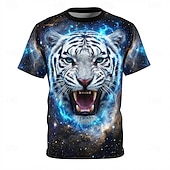  Maglietta retrò anni '90 tigre galassia spazio grafica 3D da uomo vintage nebulosa cosmica occhi blu maglietta a maniche corte abbigliamento abbigliamento s m l xl xxl xxxl