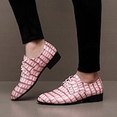 abordables Chaussures Derby-Chaussures habillées pour hommes en similicuir orange à motif crocodile – chaussures de ville et de mariage pour messieurs modernes
