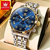abordables Relojes de Cuarzo-Nuevo reloj de negocios para hombre de la marca Olevs con pantalla luminosa, función de cronómetro, calendario, indicador de 24 horas, reloj de cuarzo multifuncional, informal y moderno, resistente al