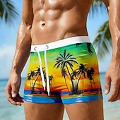 preiswerte Tropische Pflanzen &amp; Blumen-Herren Kokospalme Landschaft Tropische Pflanzen Badeshorts Boardshorts Mittlere Taille Hawaiianisch Strandurlaub Kordelzug mit Mesh-Futter Elastischer Bund Designer Bekleidung