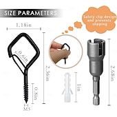 cheap Home Storage &amp; Hooks-20pcs Square Snap Hanging Hooks with Safety Buckle, Anti-Drop Screw-In Outdoor Hooks for String Lights, Hanging Plants, Wind Chimes, Bird Feeders, Lanterns, Christmas Decorations