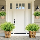 levne Umělé rostliny a zeleň-20 svazků umělých rostlin bostonské kapradiny, UV odolných, realistických, umělých keřů, venkovní zelené rostliny, umělé plastové rostliny pro domácí zahradu, vnitřní a venkovní dekoraci