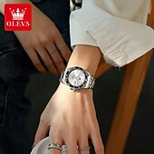 billiga Kvartsklockor-Mors Dag Gåva OLEVS Kvinnor Kvartsur Kreativ Minimalistisk Lyx Casual Kalender Datum Vattentålig Dekoration Rostfritt Stål Armbandsur