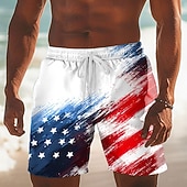  Voor heren 4 juli, 250e verjaardag van de VS Amerikaanse vlag Vaderlandslievend Lange zwembroeken Zwemshorts Boardshorts Medium Taille Casual Feestdagen Zijzakken Mesh voering Elastische tailleband