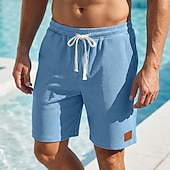 Χαμηλού Κόστους Casual σορτς-Ανδρικά Σορτς βάφλα Σορτσάκια Καλοκαιρινό σορτς Casual σορτς Κορδόνι Τσέπη Ελαστική μέση Σκέτο Άνεση Αναπνέει σύντομο ΕΞΩΤΕΡΙΚΟΥ ΧΩΡΟΥ Διακοπές Αθλητισμός Καθημερινό Μαύρο Λευκό Μικροελαστικό