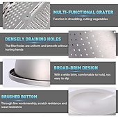voordelige Fruit- &amp; Groentebenodigdheden-3-delige roestvrijstalen keukenset met geïntegreerde hakmolen, multifunctioneel filter en mengkom, ideaal voor het schoonmaken en snijden van fruit, groenten en kaas, perfect voor thuis koken,