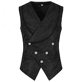 abordables Tapas-Gótico Victoriano Medieval Chaleco Sin Mangas Vampiros Caballero Noble Jacquard Ajustado / Acampanado Disfraz Hombre Real Víspera de Todos los Santos Carnaval Feria del Renacimiento LARP Adulto