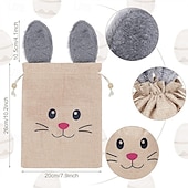 cheap Easter-5/10 Pcs Easter Linen Drawstring Gift Bag, Burlap Bags with Fluffy Bunny Ears, Perfect for Holding Easter Eggs, Cookies, Chocolates, Bunny Party Favor Bags, Easter Candy Egg Hunt for Kids