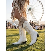 voordelige Vrouwen-Rode leren cowboylaarzen voor dames met geborduurd westernpatroon - stijlvolle schoenen voor trendy outfits in de stad