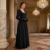 levne Šaty-Viktoria Tarzı Středověké Renesanční Šaty Fancy kostým Plesové Dlouhé rukávy Královský oděv Hranatý Maškarní kostým Dámské Fantazie předvečer Všech svatých Karneval Výkon LARP Ren Faire Dospělé Šaty