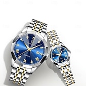 baratos Relógios Quartz-relógios de casal, masculinos &amp;Relógios femininos de luxo e charme, com detalhes em strass, função de calendário, visor com luz noturna, relógios casuais e modernos, acessórios perfeitos para