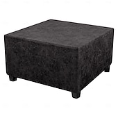 رخيصةأون غطاء كرسي-غطاء عثماني من جلد البولي يوريثان المقاوم للماء، أغطية كراسي مربعة صغيرة/كبيرة قابلة للتمدد، أغطية عثمانية مستطيلة الشكل بقاعدة مطاطية مانعة للانزلاق لمساند القدمين