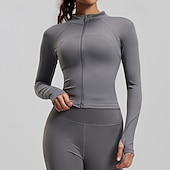 economico Giacche da corsa-Per donna Tinta unita Giaccia da corsa Giacca da esterno Giacca sportiva Estate Primavera Autunno Cerniera completa Snello Manica Lunga Asciugatura Rapida Leggero Elastico Traspirante Palestra Corsa