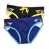 economico Costumi da bagno &amp; Pantaloni da surf-Per uomo Standard Costume da bagno Costume da Bagno Slip mare Patchwork Coulisse Asciugatura Rapida Elastico Traspirante Senza Maniche Pantaloni Surf Sport Acquatici Nuoto Estate