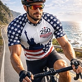 preiswerte Radtrikot Herren-Amerikas 250. Jahrestag Tag der Unabhängigkeit Amerikanischer Nationalfeiertag Herren Radtrikot Amerikanische US-Flagge Kurzarm Fahhrad Trikot Oberteil mit 3 Gesäßtaschen UV-beständig