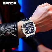 cheap Digital Watches-SANDA Men Digital Watch Creative Large Dial Outdoor Sports Luminous Stopwatch Alarm Clock Countdown Silicone Gel Silicone Watch