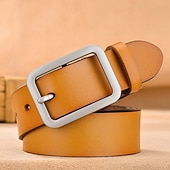cheap Men's Belt-Men Belt Classic Leather Elegant Fashion Casual Solid Color Black Red Casual Daily Business Waist Belt