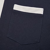 preiswerte T-Shirt mit Waffelstrick-Herren Waffel T-Shirt T Shirt Waffel-Henley-Hemd Herrenhemden mit Ellbogenflicken Langarm Mit Kapuze Zur Seite fahren Halber Reißverschluss Herbst Herbst Winter Einfarbig Farbblock Sportlich