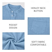 levne Ležérní tričko Henley-Pánské Tričko Henley Košile ze 100% bavlny Tričko Tričko Krátký rukáv Jednobarevné Retro Na běžné nošení Retro styl Barvení oděvů Vybledlý Henley Ležérní Léto Jaro Podzim Světlá růžová Šedá Tričko
